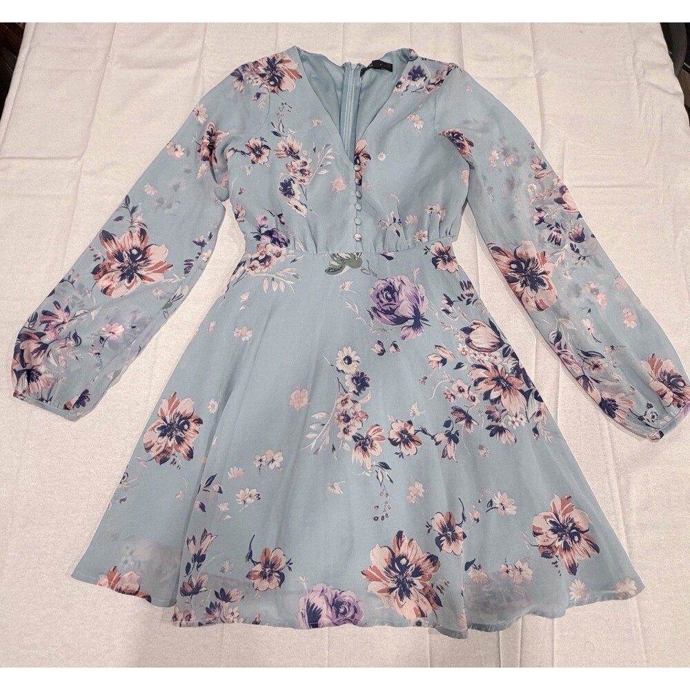 Lulus Blue Pink Floral Dress Size XS